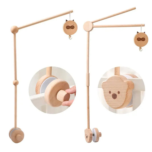 Wooden Baby Crib Mobile Rattle Hanger And Bell Holder