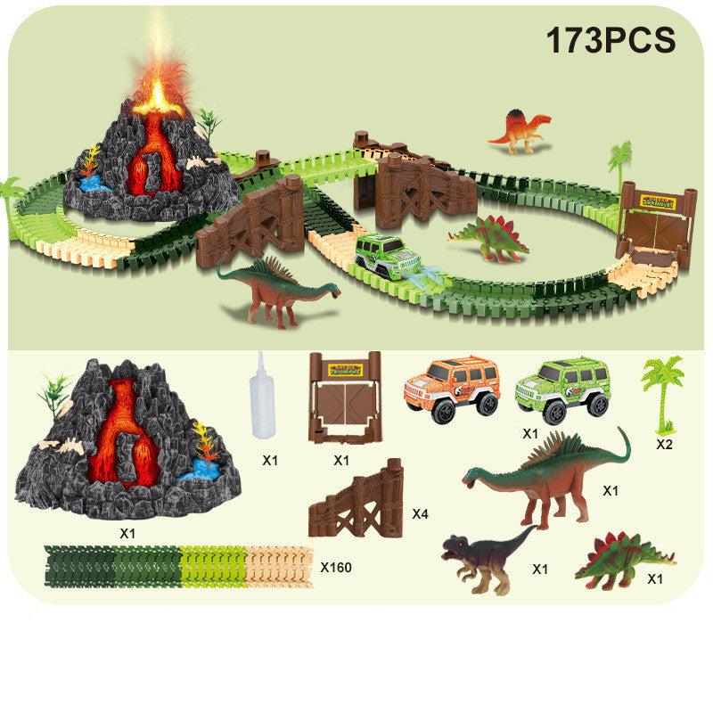 Dinosaur Track Assembly Toy Simulation Dinosaur Volcano