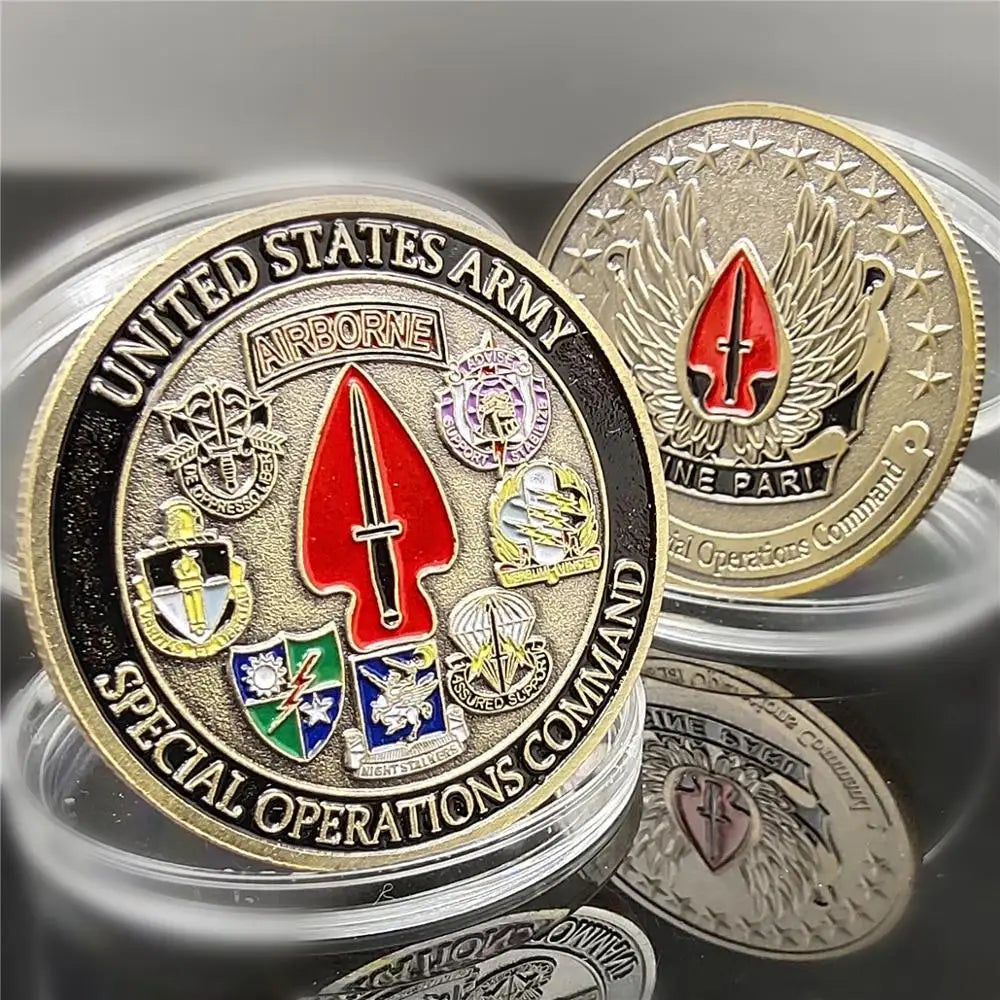 U.S.Army Airborne Coin Sine Pari Special Operations Cpmmand Challenge Coins Collection Memorial Souvenirs Collectibles gifts