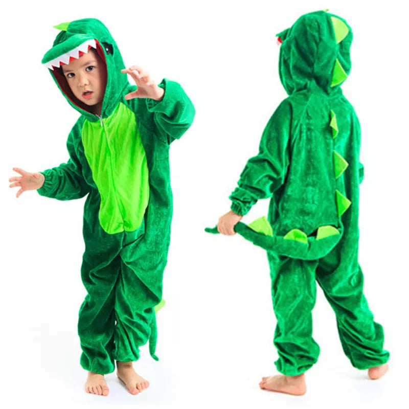 Cute Kids Animal Dinosaur Kugurumi Costume Cosplay Boys Child Green Black Kindergarten School Party Game Role Play Suit Umorden