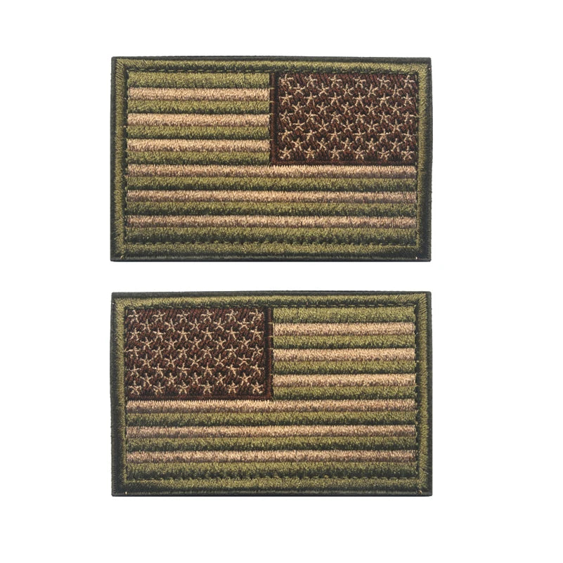 Bundle 2 pieces American Flag Left And Right Military Patch USA Military Flag Tactical Badge Hook&Loop Embroidery Patches