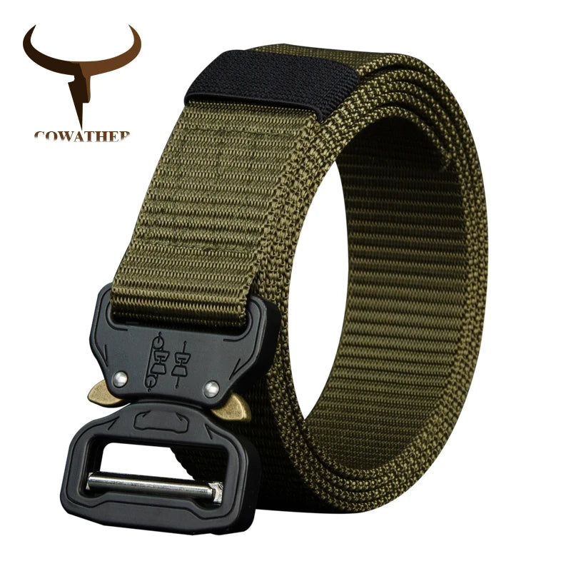 COWATHER 110 130 150 170cm long big size new nylon material mens belt military outdoor male jeans tactical belts for men luxury