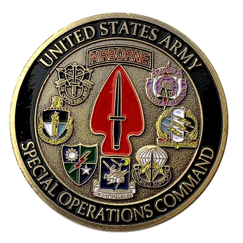 U.S.Army Airborne Coin Sine Pari Special Operations Cpmmand Challenge Coins Collection Memorial Souvenirs Collectibles gifts