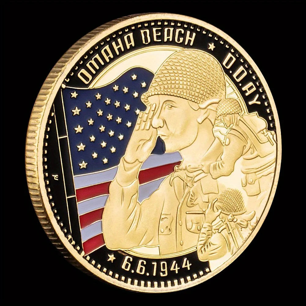 World War II Souvenir Coin 6.6.1944 Omaha Beach Commemorative Coin Normandy Landing Collection Art Golden Plated Challenge Coin