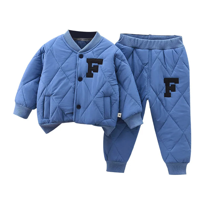 Winter Coats Thick Warm Boys Clothing Sets Baby Cotton Pocket Jacket + Pants 2Pcs for Kid Tracksuit Children Clothes Outfit 1-6Y