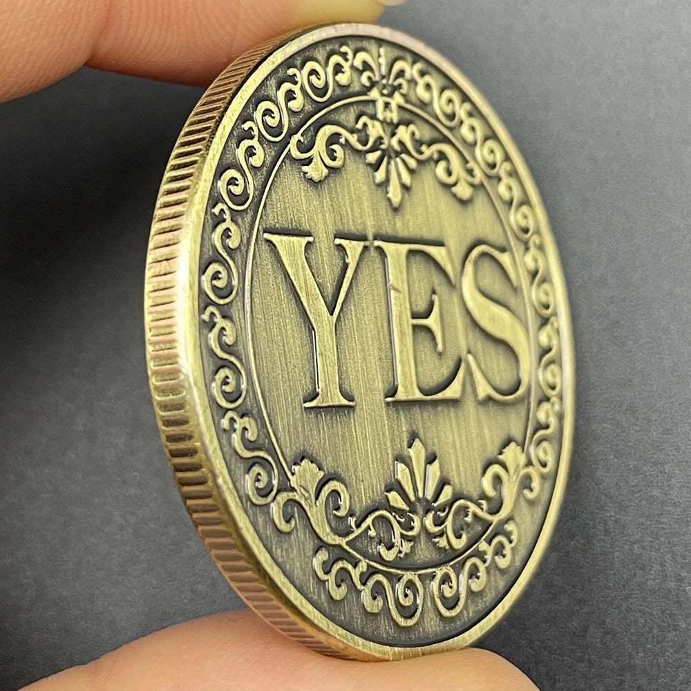 Yes or No Bronze Coin Retro Coin Collectibles Decision Challenge Coin Double Sided Yes No Decoration Magic Props Festival Gift