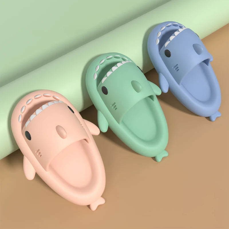 Children Summer Slippers Shark Flip Flops Soft Sole Cartoon Slippers Kids Bathroom Sandals Soft EVA Non-Slip Girls Boys Shoes