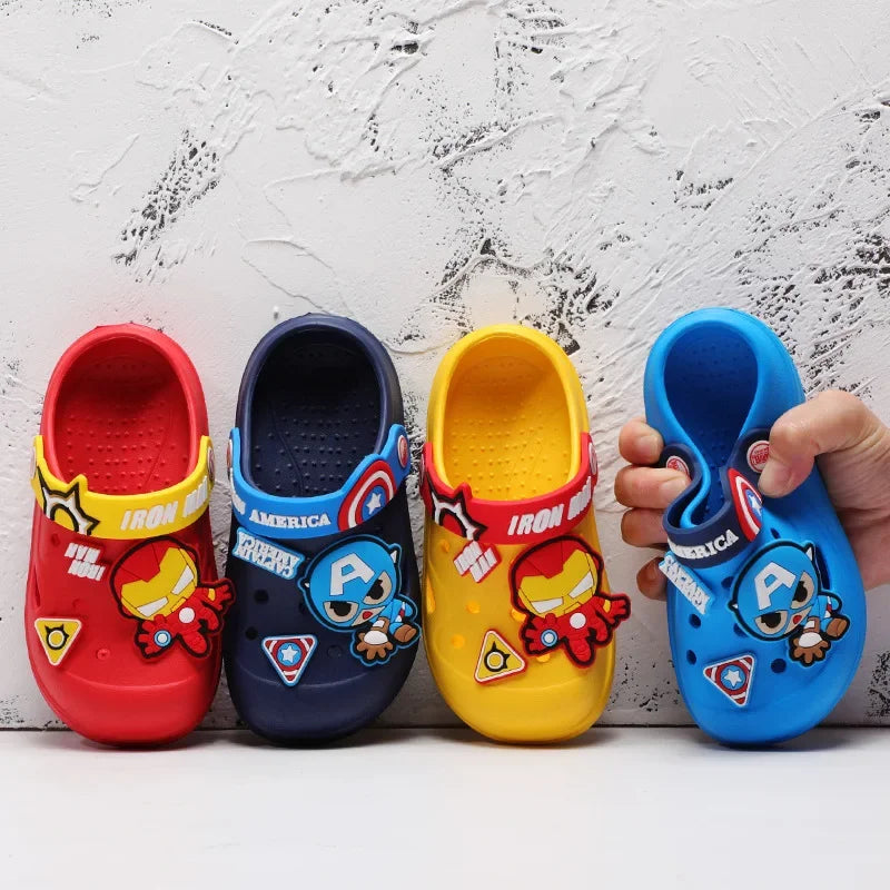 Children Garden Shoes Baby Boy Girl Cartoon Iron Man Spider Man Sandal Summer Slipper Kid Indoor Non-slip Beach Sandals 150-200