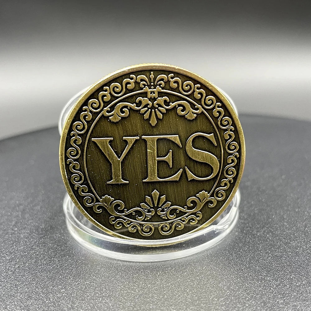 Yes or No Bronze Coin Retro Coin Collectibles Decision Challenge Coin Double Sided Yes No Decoration Magic Props Festival Gift