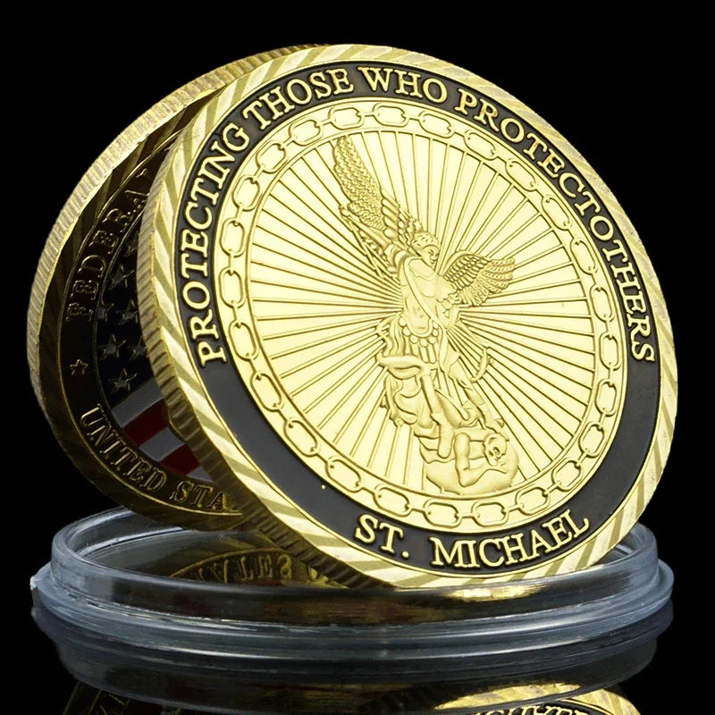 US Federal Bureau of Investigation Souvenir Coin United States FBI ST. Micheal Commemorative Coin Challenge Coin Collection Gift