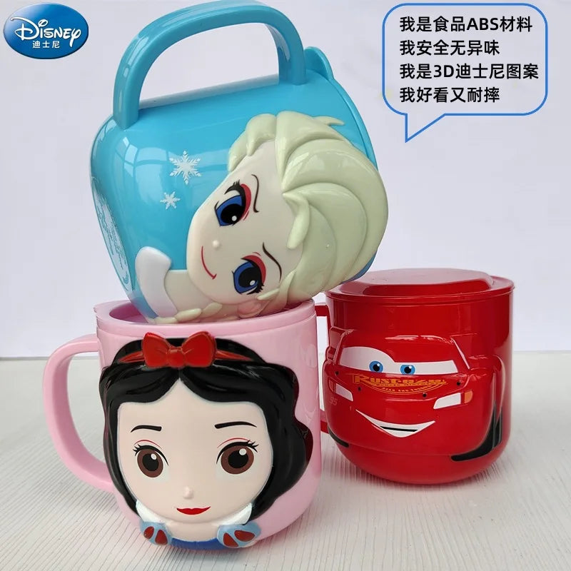 Cartoon Disney Mickey Stitch kids Cup With Lid Milk Mug Frozen Elsa 3D Home Drinking Cup Mouth Brushing Cup Children's Water Cup