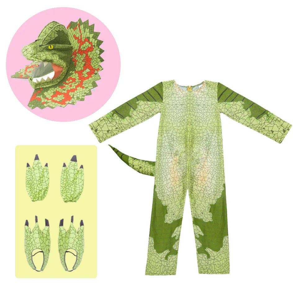 christmas Costumes Boys Girls Triceratops Cosplay Set Children Jumpsuit Halloween Carnival Props Purim Party Dinosaur for Kid