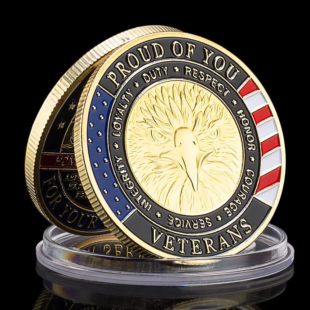 Thank You for Your Service United States Veteran Souvenir Coin Gold Plated Collectible Gift Honor Commemorative Challenge Coin