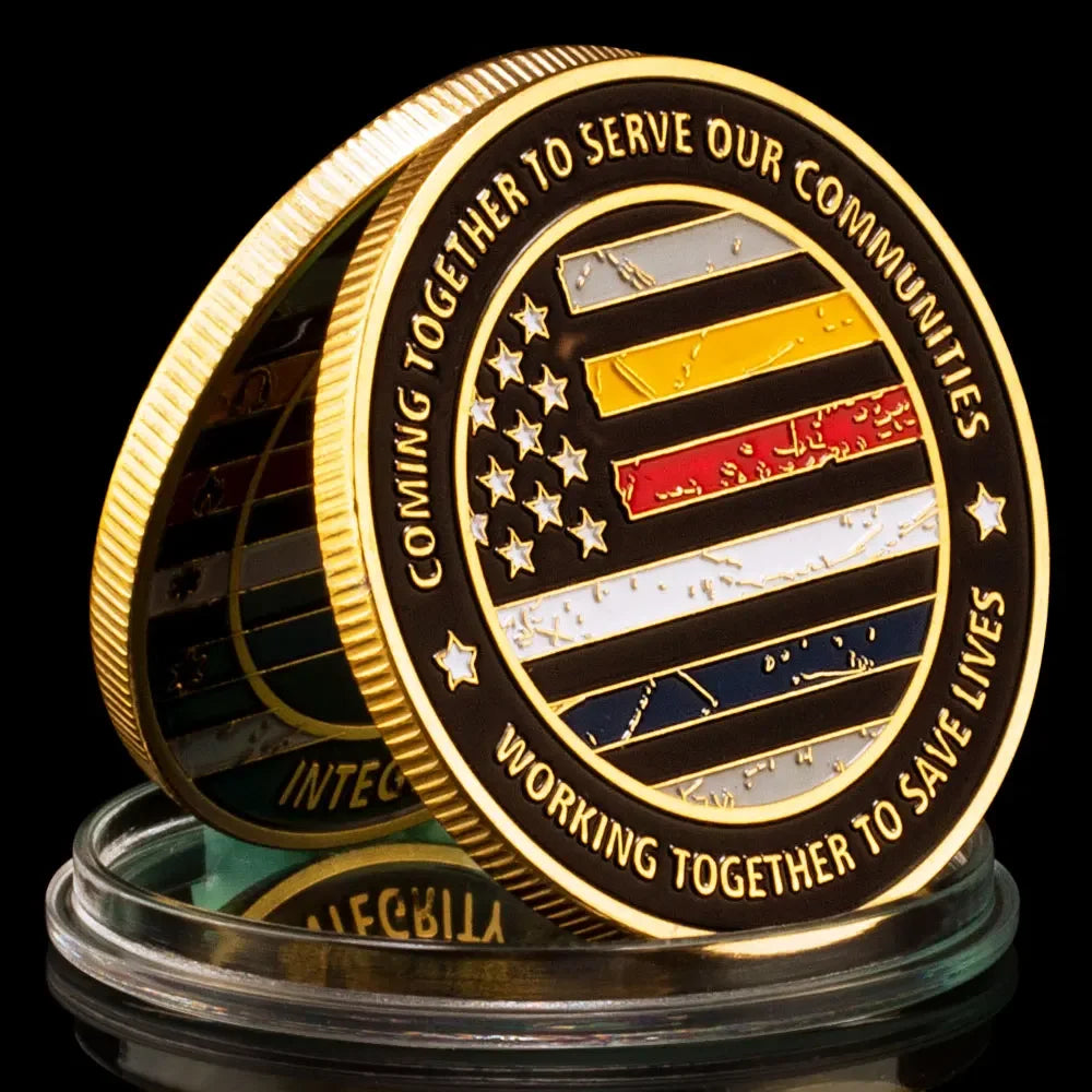 United States Fire Rescue EMS Police Souvenir Coin Collectible Silver Gold Plated Challenge Coin Commemorative Coin