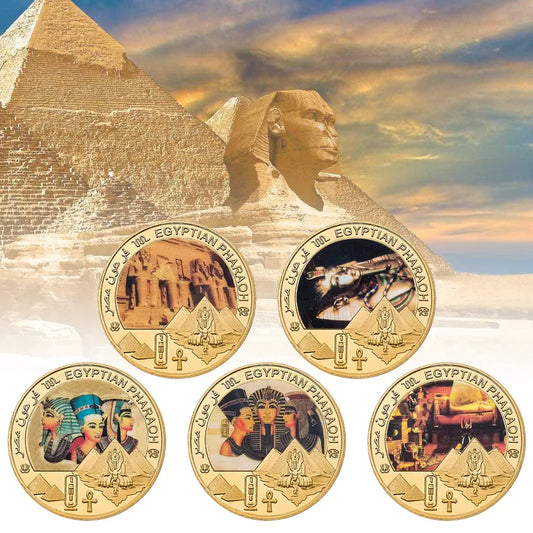 Egyptian Pharaoh Gold Plated Commemorative Coin Egypt Challenge Coin Art Craft Souvenir Business Gift for Collection Home Decor