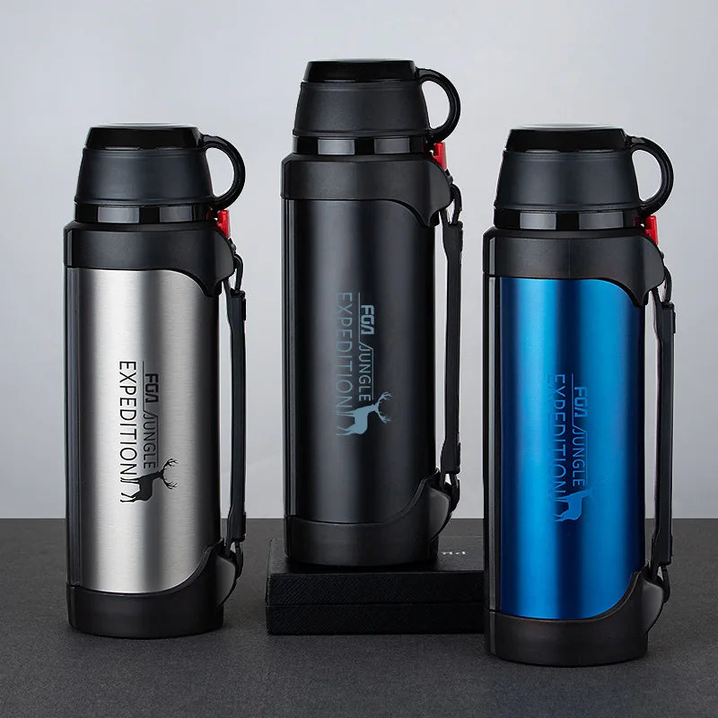 Water Bottle , Stainless Steel Military Thermos , Travel Portable Thermos For Tea, Large Cup Mugs for Coffee,  1200/1900ML