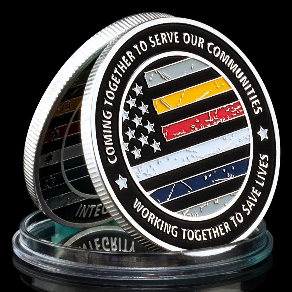 United States Fire Rescue EMS Police Souvenir Coin Collectible Silver Gold Plated Challenge Coin Commemorative Coin