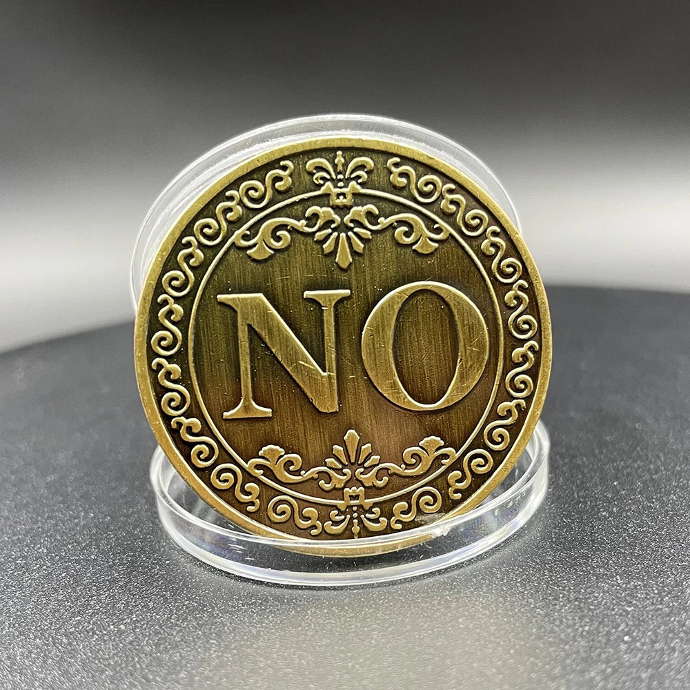 Yes or No Bronze Coin Retro Coin Collectibles Decision Challenge Coin Double Sided Yes No Decoration Magic Props Festival Gift