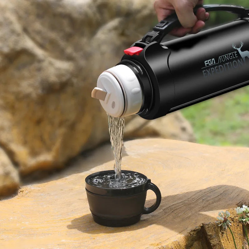 Water Bottle , Stainless Steel Military Thermos , Travel Portable Thermos For Tea, Large Cup Mugs for Coffee,  1200/1900ML