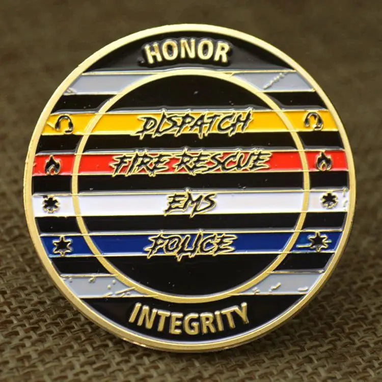 United States Fire Rescue EMS Police Souvenir Coin Collectible Silver Gold Plated Challenge Coin Commemorative Coin