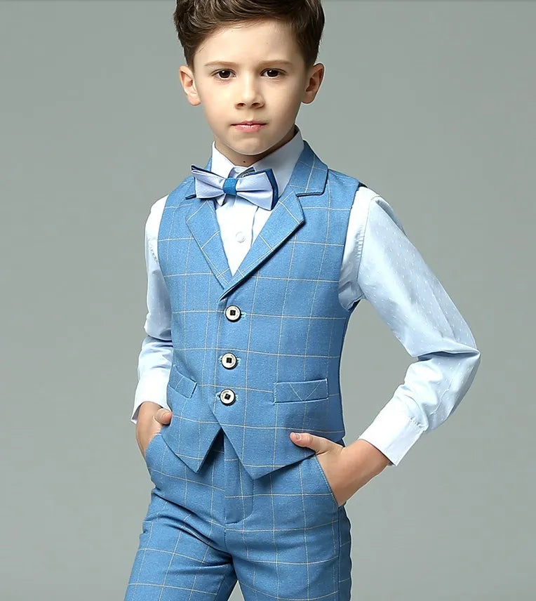 Child Photography Suit Children Teenager Costume Kids Vest Shirt Pants Bowtie 4PCS Formal Suit 2022 Boys Summer Wedding Suit