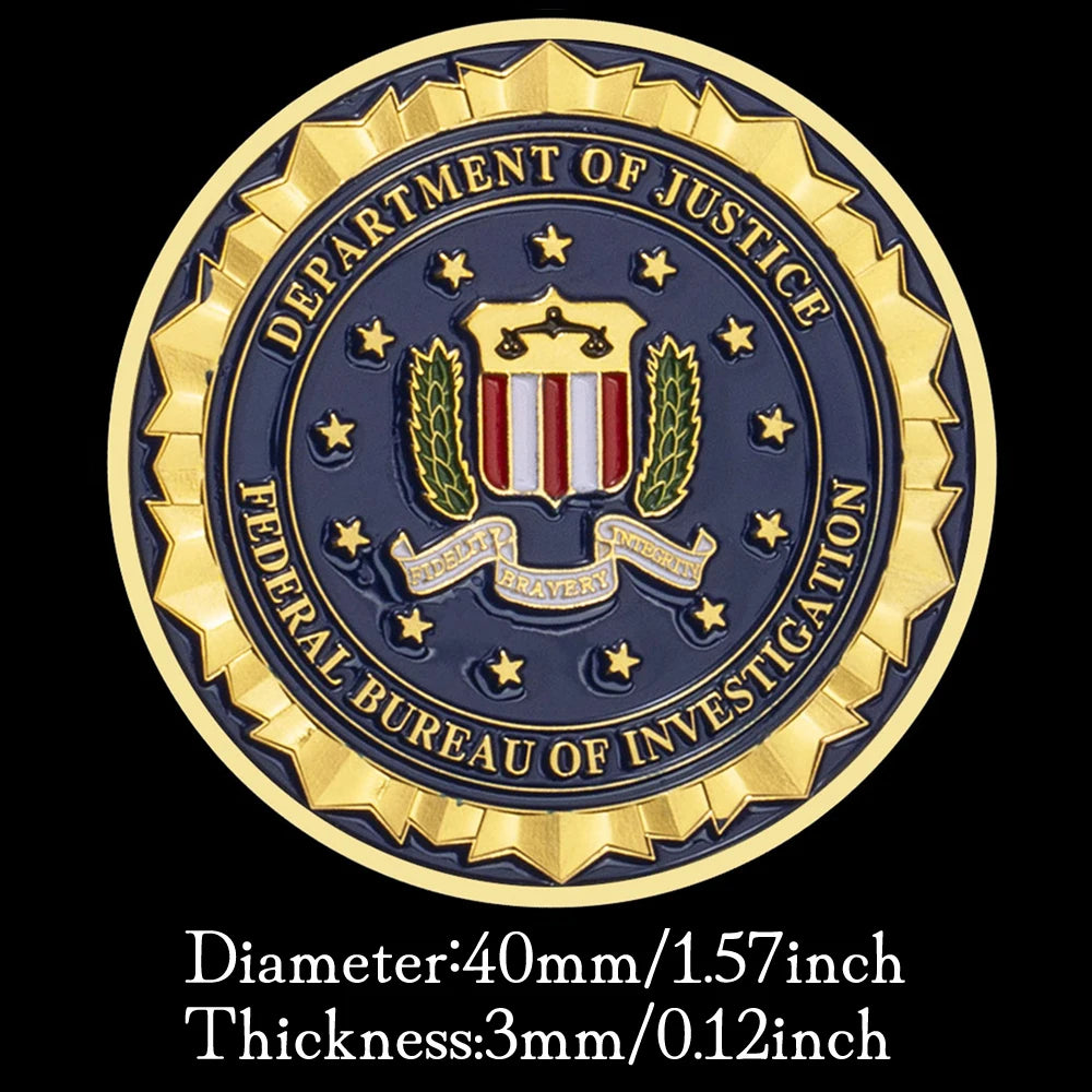 Department of Justice Federal Bureau of Investigation Souvenir Challenge Coin Commemorative Coin Collectible Gold Plated Coin