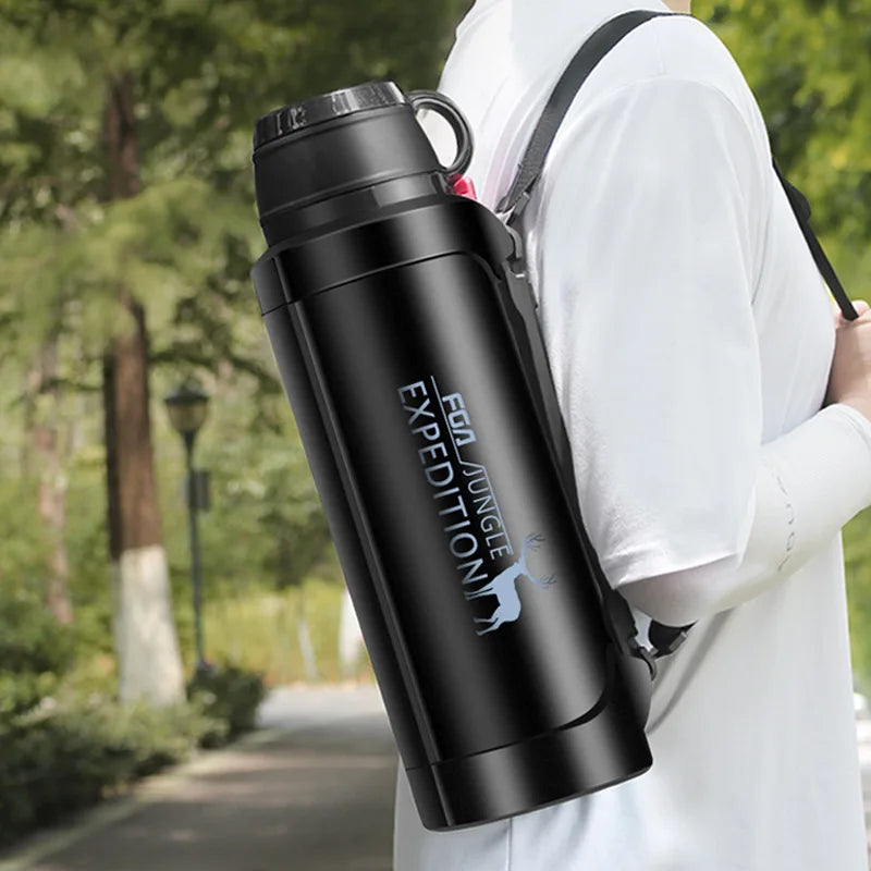 Water Bottle , Stainless Steel Military Thermos , Travel Portable Thermos For Tea, Large Cup Mugs for Coffee,  1200/1900ML