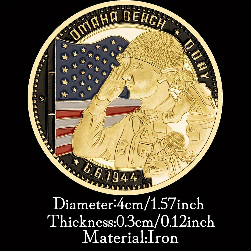 World War II Souvenir Coin 6.6.1944 Omaha Beach Commemorative Coin Normandy Landing Collection Art Golden Plated Challenge Coin