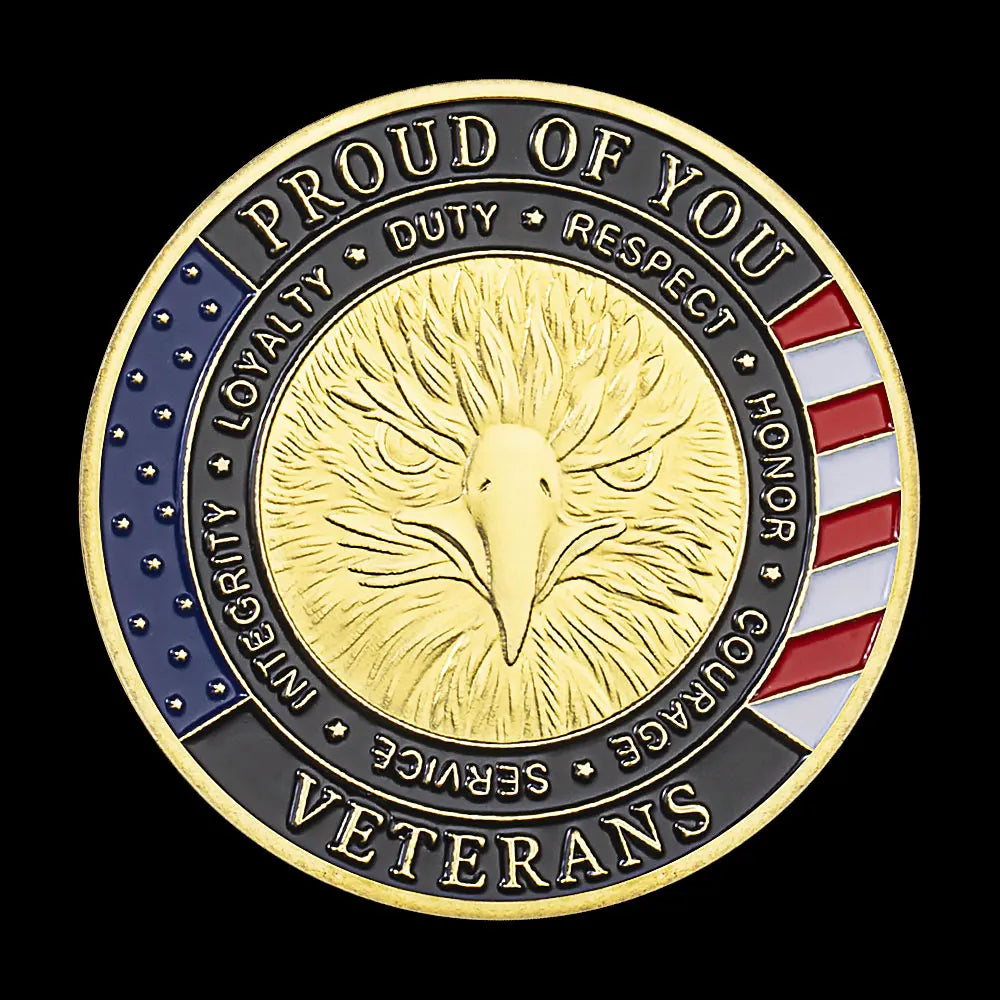 Thank You for Your Service United States Veteran Souvenir Coin Gold Plated Collectible Gift Honor Commemorative Challenge Coin