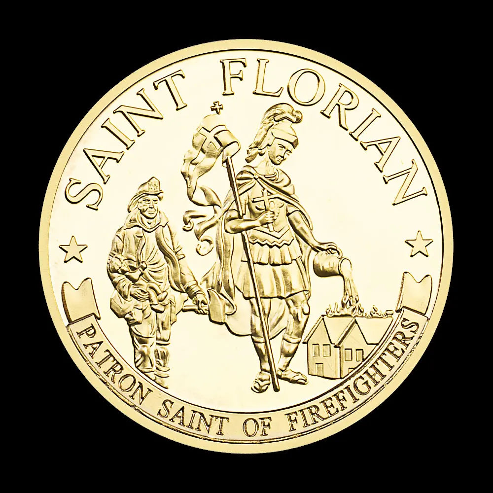 US City of Las Vegas Fire&Rescue Department Gold Plated Coin Patron Saint of Firefighters Commemorative Coin