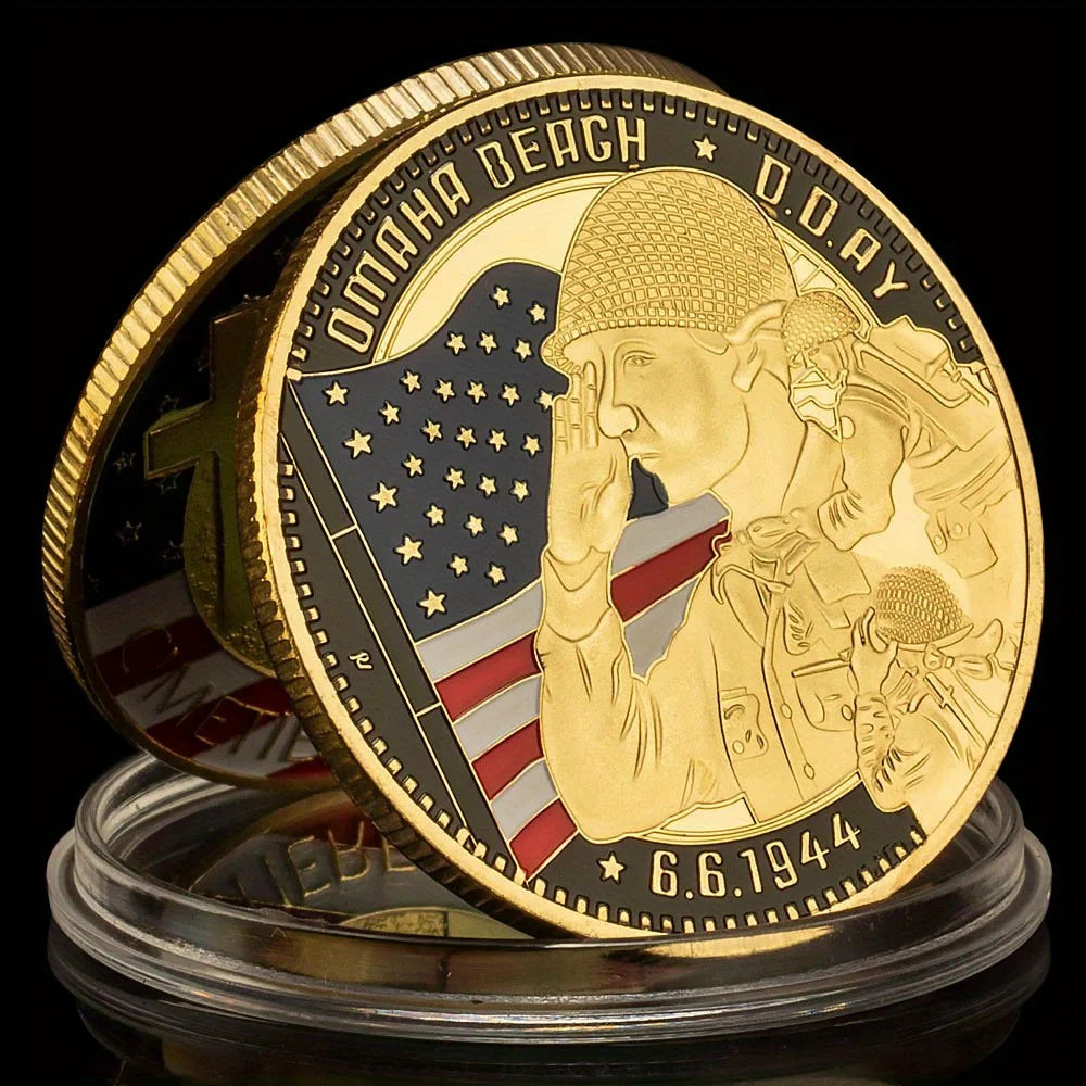 World War II Souvenir Coin 6.6.1944 Omaha Beach Commemorative Coin Normandy Landing Collection Art Golden Plated Challenge Coin