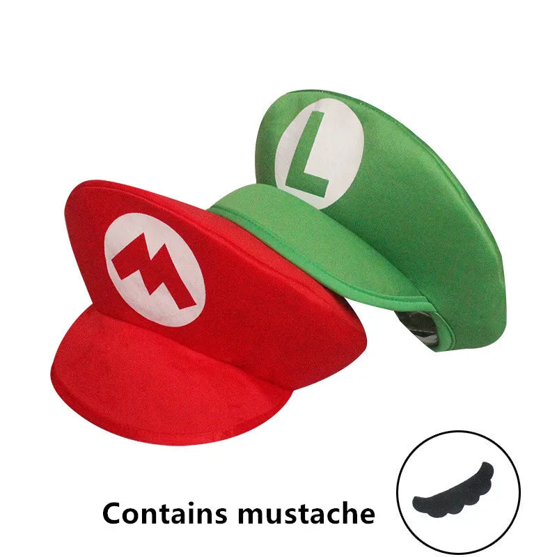 Super Marios Bros Luigi Cartoon Cosplay Hat Classic toys Anime Figure Halloween Funny Clothes Unisex Kids Adult Cap Party Gift