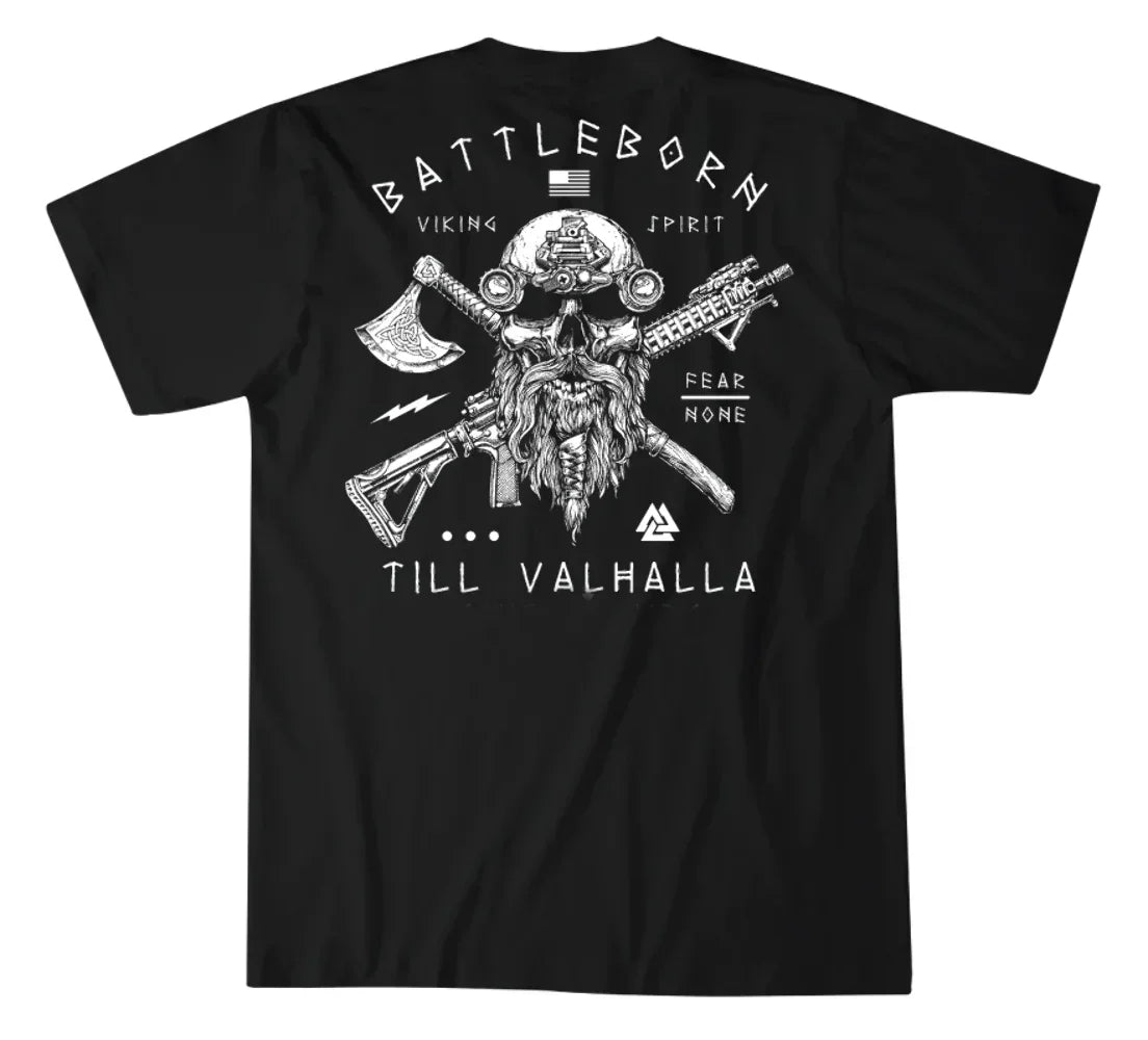 Cheavyweight Til Valhalla  Warrior Spirit Battleborn Military Grunt Tactics  100% Cotton O-Neck Short Sleeve Casual Mens T-shirt