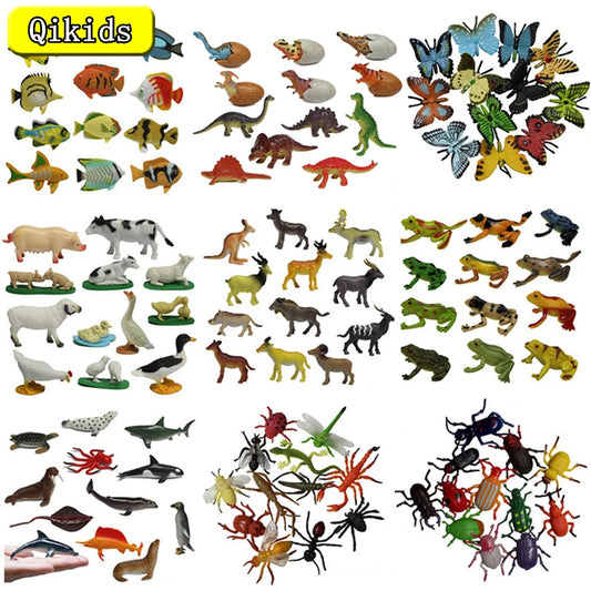 Wild Marine Animals Dinosaur Farm Insects Small Animal Simulation Animal Model Toy Action Figures Set Figurines Toy For Kid Gift