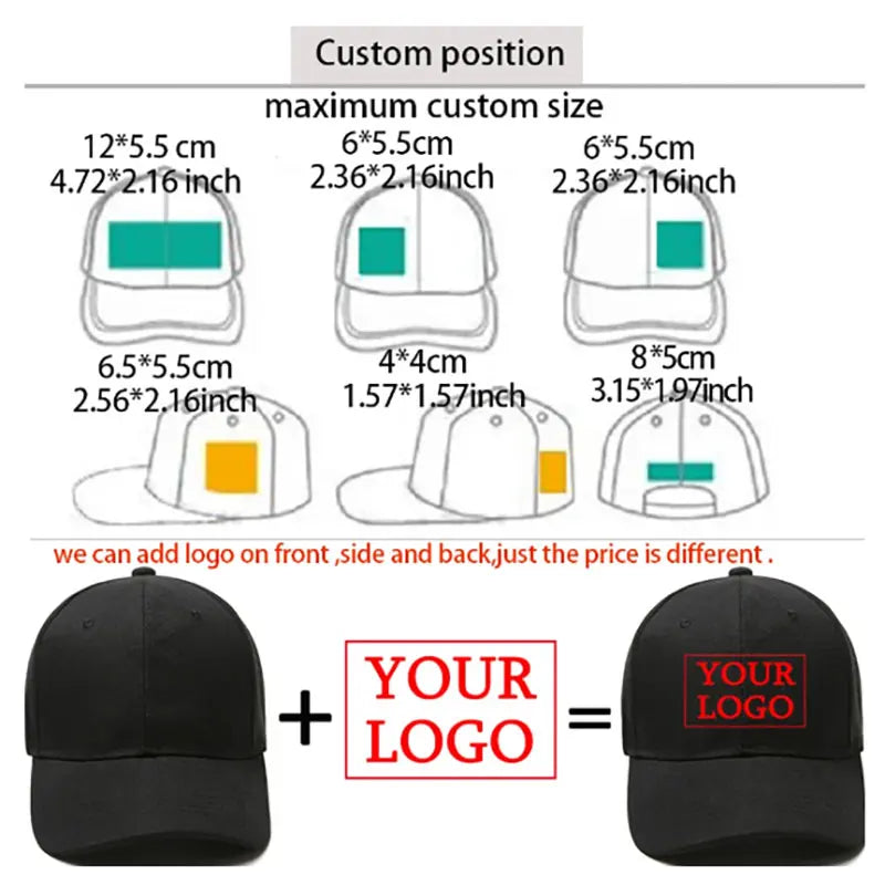 Custom Baseball Caps For Men Woman Hat Custom Logo Men's cap  Print Text Design Trucker velcro Hat  designer cap men