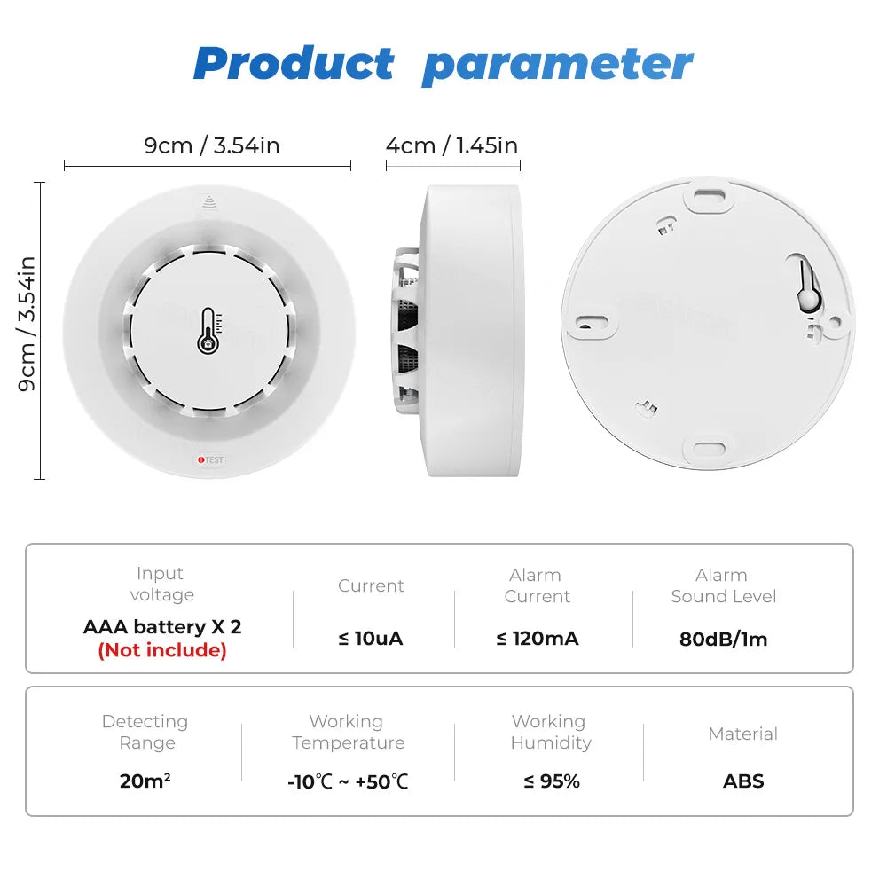 Tuya WiFi Smoke Alarm Temperature And Humidity Detection 2 In1 Fire Protection Smoke Detector Sensor Smart Life Firefighter