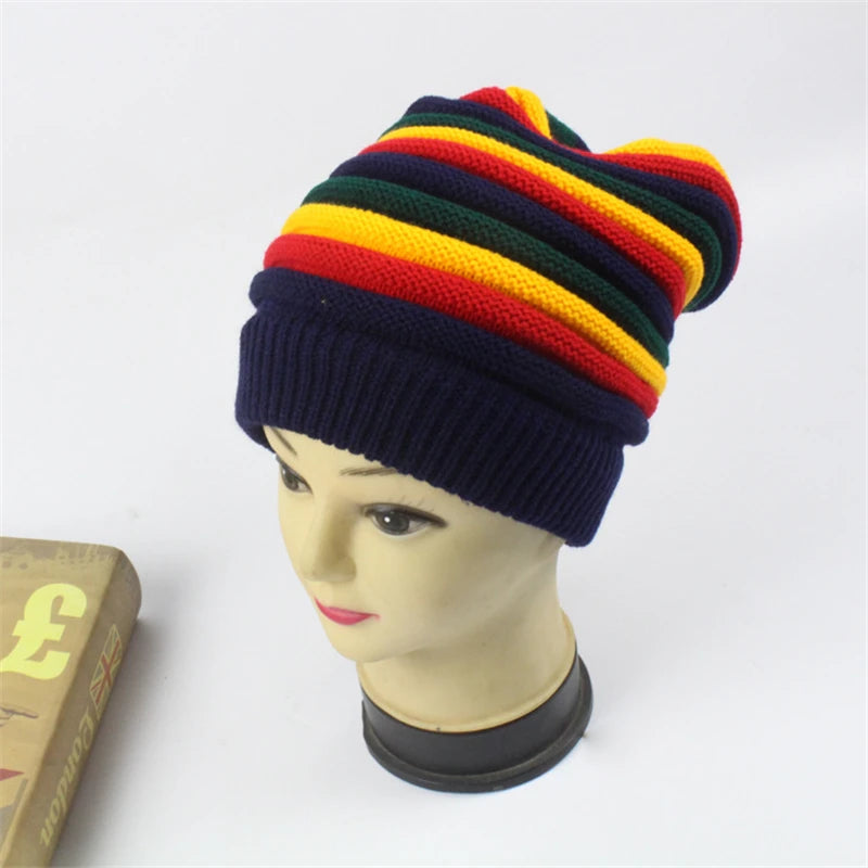 Colored Striped Women's Knit Cap Jamaica Reggae Gorro Rasta Style Cappello HipPop Colour Fall Fashion Men's Winter Hats Female