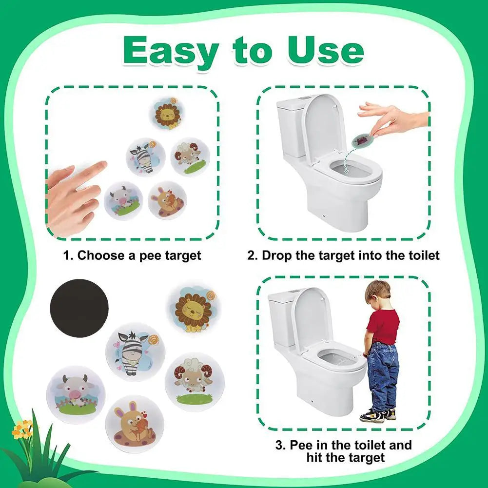 Color Changing Toilet Targets Sticker Cute Anmial Flushable Pee Aiming Targets For Kids Potty Training