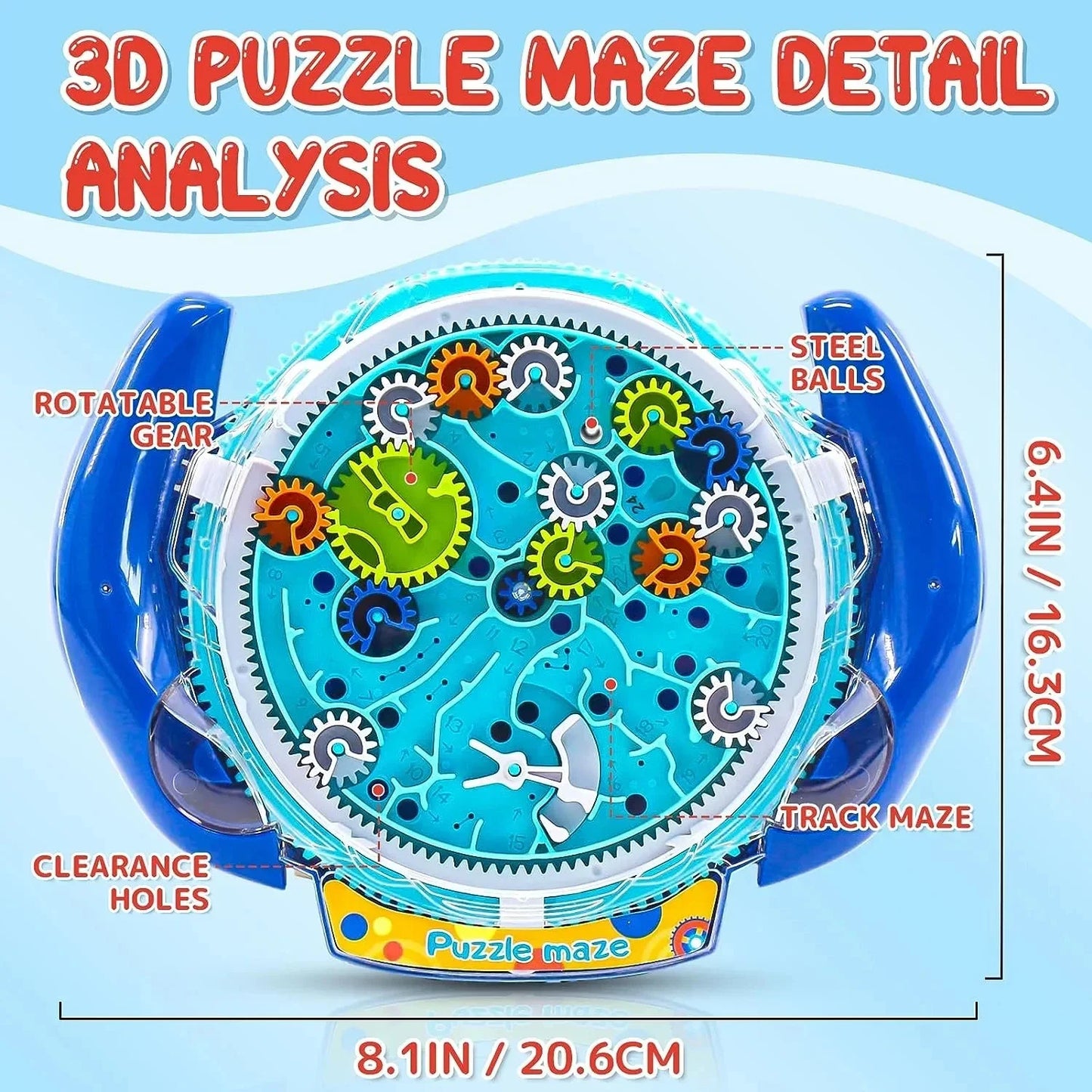 Creative 3D Puzzle Handheld Rolling Ball Gear Maze Game Gear Labyrinth Disk Gear Balance Ball IQ Puzzle Kids Educational Toys