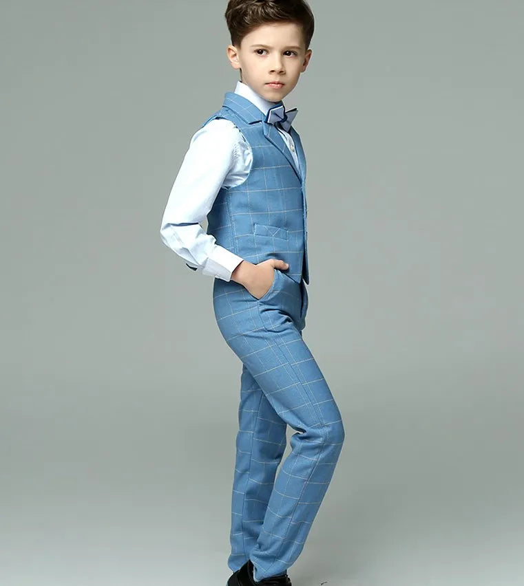 Child Photography Suit Children Teenager Costume Kids Vest Shirt Pants Bowtie 4PCS Formal Suit 2022 Boys Summer Wedding Suit