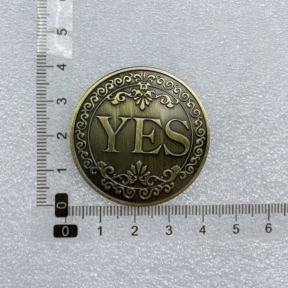 Yes or No Bronze Coin Retro Coin Collectibles Decision Challenge Coin Double Sided Yes No Decoration Magic Props Festival Gift