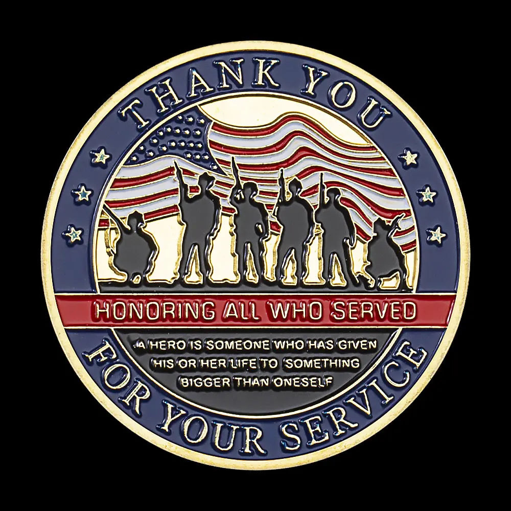 Thank You for Your Service United States Veteran Souvenir Coin Gold Plated Collectible Gift Honor Commemorative Challenge Coin