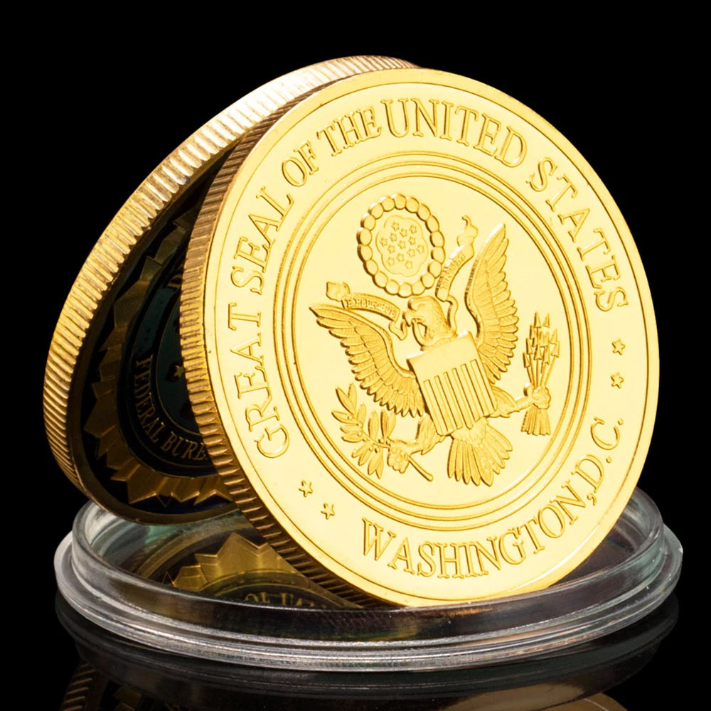 Department of Justice Federal Bureau of Investigation Souvenir Challenge Coin Commemorative Coin Collectible Gold Plated Coin