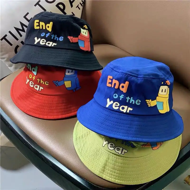 Children Bucket Hat New Spring Boys Girls Sun Hat Cute Funny Expression Outdoor Summer Kids Hat Fishing Cap Korean Style 2-6Y