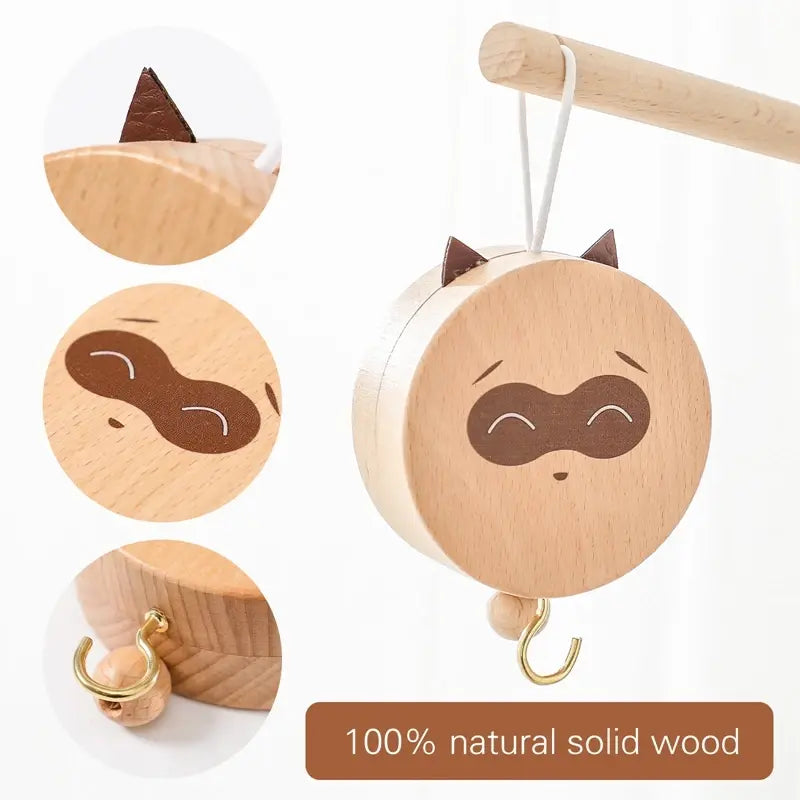 Wooden Baby Crib Mobile Rattle Hanger And Bell Holder