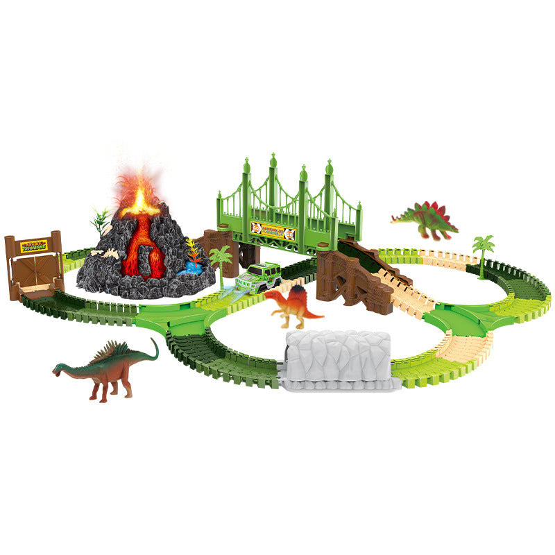 Dinosaur Track Assembly Toy Simulation Dinosaur Volcano