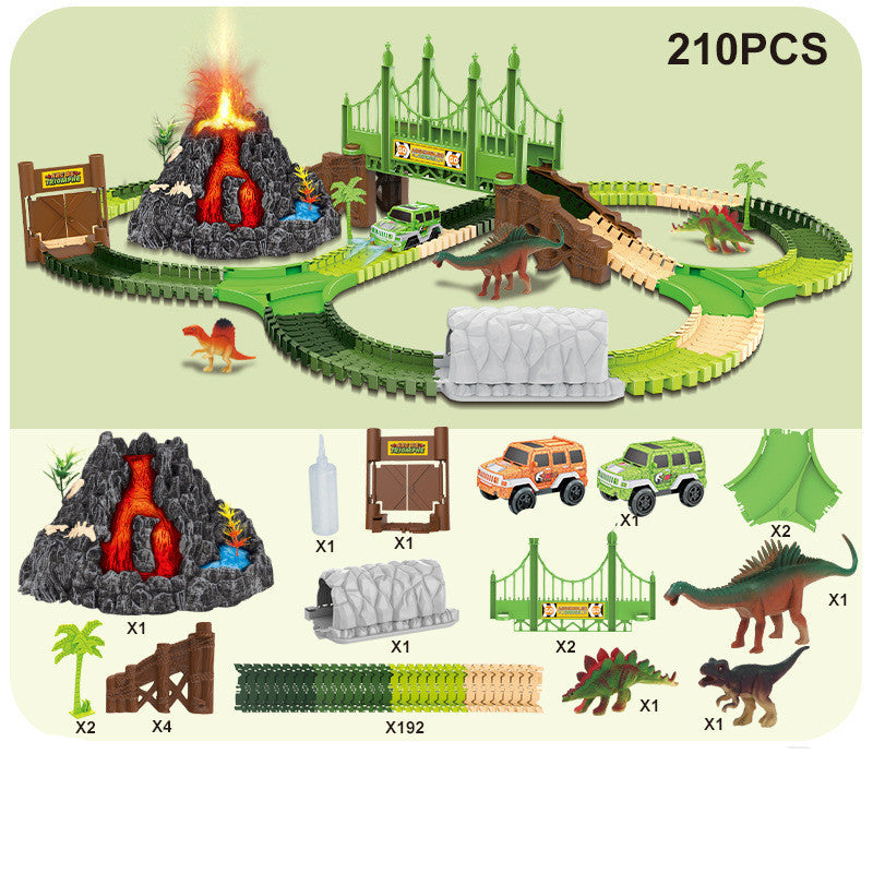 Dinosaur Track Assembly Toy Simulation Dinosaur Volcano