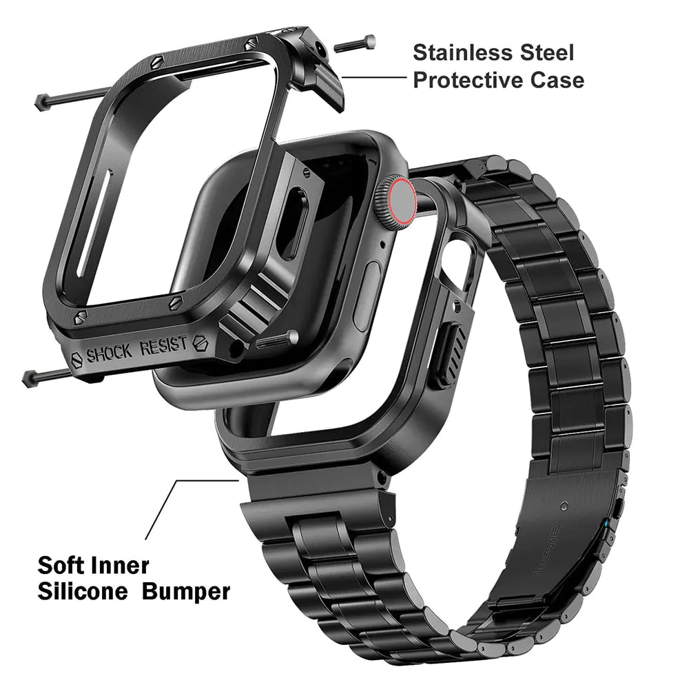 Watch Band Stainless Steel And Rubber